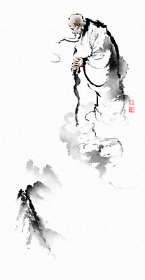 전신 PSD 구름 할아버지 노년 남자 일러스트 캘리그라피 지팡이 붓터치 수염 한명 백발 잡기 한복 동양화 산등성이 번짐 낙관 신선도 노인남자한명만 내려보기 산맥 국내일러스트 자연요소 1 한국전통 헤어스타일 모션 산 미술 사람 성인 전통의상 남자한명만 노인남자만 파일형식 효과