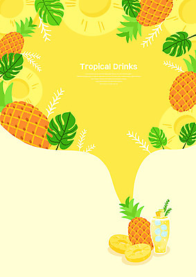 PSD 잎 일러스트 잔 사람없음 노란색 얼음 파인애플 열대잎 파인애플주스 트로피컬아트 국내일러스트 자연요소 식물 식기 컬러 과일 과일주스 열대과일 그림 파일형식