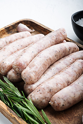 포토 JPG 해외이미지 실내 사람없음 전통음식 소시지 흰배경 소금 로즈메리 해외포토 전통 음식 백그라운드 내부 흰색 가공식품 허브 파일형식