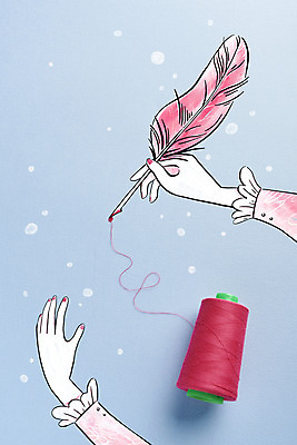 PSD 편집이미지 손 하늘색 포토일러 잉크 들기 신체부위 기록 실 손그림 감성 실타래 깃펜 이미지편집 컨셉 모션 사람 파란색 파일형식