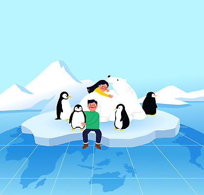 전신 여자 남자 지구 하늘색 여러마리 일러스트 안기 앉기 상반신 성인 두명 자연보호 펭귄 북극곰 빙하 지구온난화 위로 녹색성장 성인만 세계환경의날 국내일러스트 AI파일 다수 곰 모션 자연 조류 사람 파란색 보호 기후변화 파일형식 벡터 법정기념일