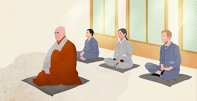 전신 PSD 서양인 여자 남자 불교 일러스트 방석 여러명 성인 눈감음 한국인 기도 사찰 승려 가부좌 승복 생활한복 템플스테이 성인만 국내일러스트 외국인 종교 다수 종교건축 모션 사람 앉기 동양인 체험 한복 성직자 파일형식