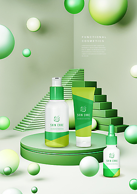 PSD 편집이미지 백그라운드 사람없음 연두색 3D 계단 화장품 원형 피부관리 스킨케어 단상 기초화장품 스킨로션 에센스 편집3D 도형 초록색 뷰티 디지털합성 파일형식
