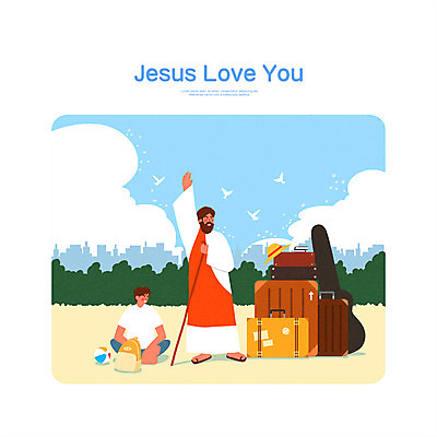 전신 PSD 구름 여자 남자 일러스트 조류 지팡이 서기 앉기 성인 타이포그라피 두명 건물 손들기 캐리어 여행가방 기타 도시 예수 여름성경학교 성인만 국내일러스트 자연요소 동물 문자 건축물 가방 모션 현악기 사람 신_종교 성경학교 파일형식 여름_계절