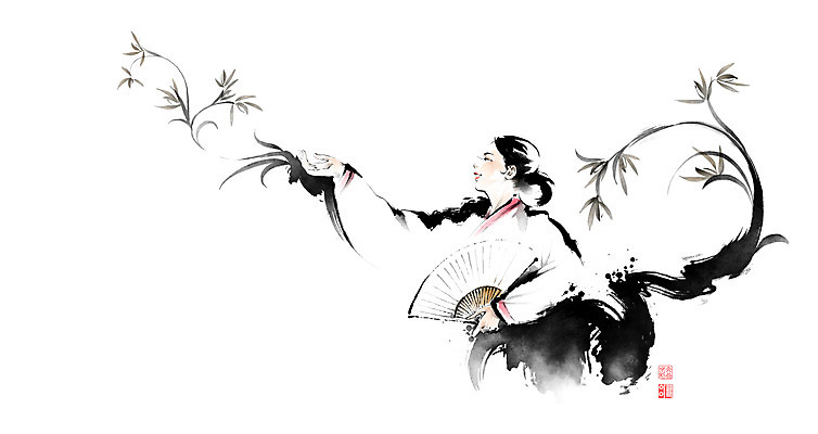 PSD 여자 전통문화 줄기 일러스트 캘리그라피 붓터치 한명 미소 들기 상반신 성인 난초 한복 동양화 전통무용 번짐 낙관 부채춤 접부채 성인여자한명만 국내일러스트 식물 1 한국전통 전통 문화 모션 표정 미술 사람 춤 전통의상 전통공연 전통부채 여자한명만 성인여자만 파일형식 효과