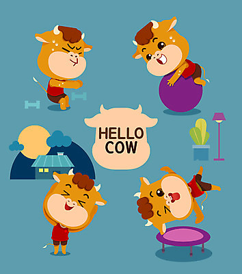 전신 구름 캐릭터 화분 여러마리 일러스트 주택 서기 사람없음 점프 스트레칭 아령 만세 달 스탠드 소 찡그림 짐볼 메롱 소캐릭터 필라테스 스쿼트 트럼플린 맨몸운동 일러캐릭터 AI파일 자연요소 동물캐릭터 다수 포유류 모션 조명 표정 건물 운동 놀이용품 파일형식 벡터 운동자세