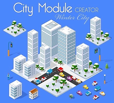 EPS 해외이미지 도로 일러스트 자동차 빌딩 사람없음 건물 도시 아이소메트릭 해외202004 해외202105 해외일러스트 건축물 길 육상교통 교통시설 파일형식 벡터