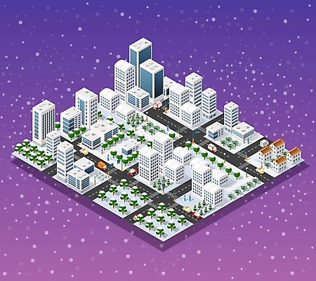 EPS 해외이미지 도로 일러스트 자동차 빌딩 사람없음 건물 도시 아이소메트릭 해외202004 해외202105 해외일러스트 건축물 길 육상교통 교통시설 파일형식 벡터