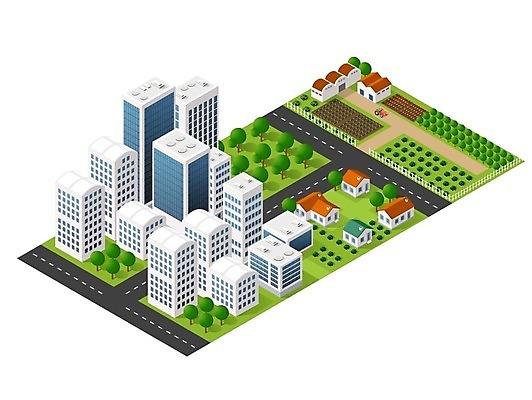 EPS 해외이미지 도로 일러스트 주택 빌딩 사람없음 건물 도시 아이소메트릭 해외202004 해외202105 해외일러스트 건축물 길 교통시설 파일형식 벡터