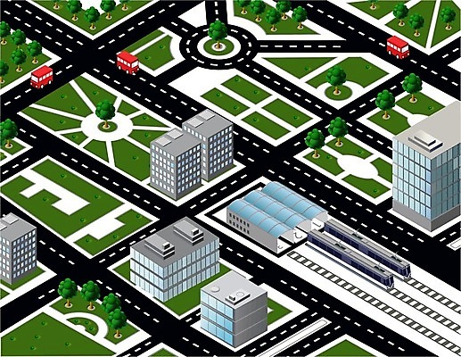 EPS 해외이미지 나무 도로 일러스트 자동차 빌딩 사람없음 건물 도시 아이소메트릭 고속열차 터미널 해외202004 해외202105 해외일러스트 식물 건축물 길 육상교통 교통시설 기차 파일형식 벡터