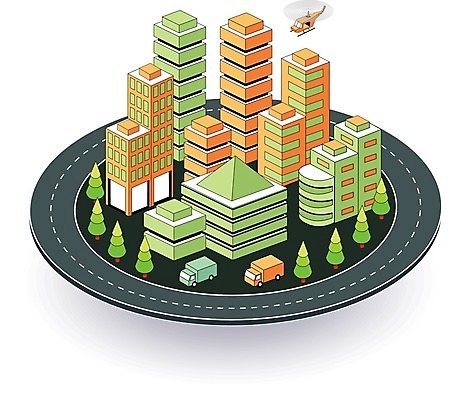 EPS 해외이미지 도로 일러스트 자동차 빌딩 사람없음 건물 도시 헬리콥터 아이소메트릭 해외202004 해외202105 해외일러스트 건축물 길 육상교통 교통시설 비행기 파일형식 벡터