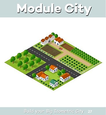 EPS 해외이미지 도로 일러스트 자동차 주택 사람없음 건물 농장 아이소메트릭 해외202004 해외202105 해외일러스트 건축물 길 육상교통 농업 교통시설 파일형식 벡터