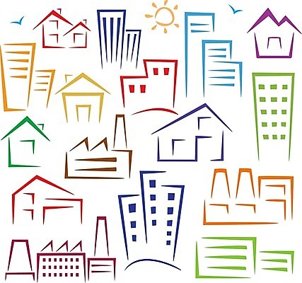 EPS 해외이미지 디자인 백그라운드 일러스트 비즈니스 건축양식 거리 주택 건물 그래픽 컴퓨터 사무실 탑 고층빌딩 도시 신용카드 도심 심볼 사인 그림 클립 고립 해외202004 해외202105 해외일러스트 건축물 건축 빌딩 금융 전자제품 파일형식 벡터