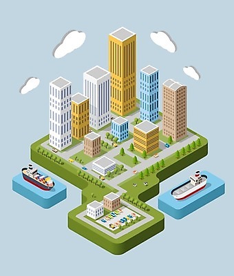 EPS 해외이미지 도로 일러스트 자동차 빌딩 사람없음 건물 도시 아이소메트릭 해외202004 해외202105 해외일러스트 건축물 길 육상교통 교통시설 파일형식 벡터