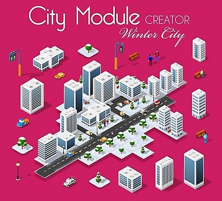 EPS 해외이미지 도로 일러스트 자동차 빌딩 사람없음 건물 도시 아이소메트릭 해외202004 해외202105 해외일러스트 건축물 길 육상교통 교통시설 파일형식 벡터