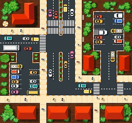 EPS 해외이미지 도로 일러스트 자동차 주택 빌딩 사람없음 건물 도시 아이소메트릭 해외202004 해외202105 해외일러스트 건축물 길 육상교통 교통시설 파일형식 벡터