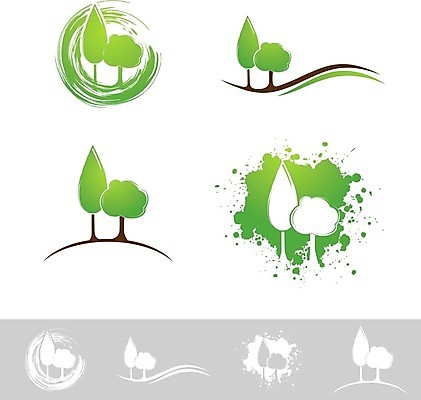 EPS 해외이미지 나무 곡선 일러스트 사람없음 세트 심볼 에코 친환경 에코라이프 해외202004 해외202105 해외일러스트 식물 라이프스타일 선 환경 파일형식 벡터