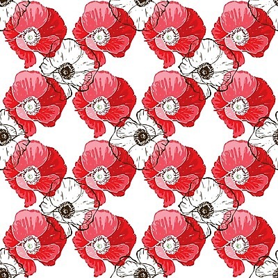 EPS 해외이미지 꽃잎 꽃 백그라운드 꽃무늬 패턴 일러스트 수채화 사람없음 빨간색 컬러풀 천 양귀비 해외202004 해외202105 해외일러스트 식물 컬러 무늬 직물 파일형식 벡터