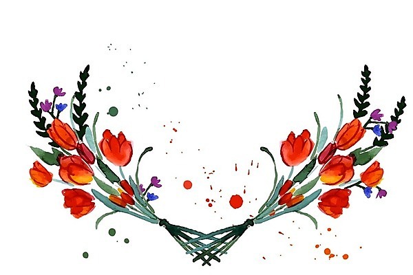 EPS 해외이미지 줄기 꽃다발 잎 일러스트 수채화 사람없음 튤립 해외202004 해외202105 해외일러스트 식물 꽃 파일형식 벡터