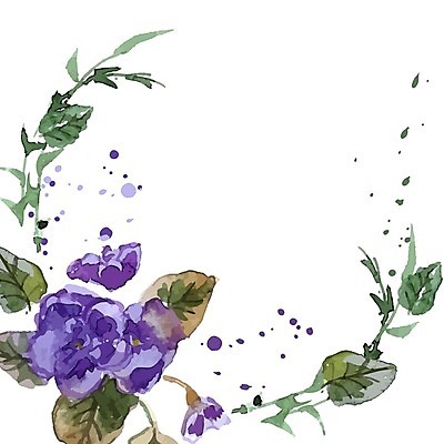 EPS 해외이미지 줄기 잎 일러스트 수채화 프레임 사람없음 제비꽃 해외202004 해외202105 해외일러스트 식물 꽃 파일형식 벡터