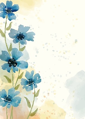 EPS 해외이미지 꽃 줄기 잎 일러스트 수채화 사람없음 카피스페이스 해외202004 해외202105 해외일러스트 식물 공백 파일형식 벡터