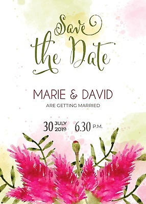 EPS 해외이미지 꽃 결혼 잎 일러스트 수채화 글자캘리그라피 사람없음 꽃봉오리 청첩장 해외202004 해외202105 해외일러스트 식물 캘리그라피 카드_감사 이벤트 파일형식 벡터