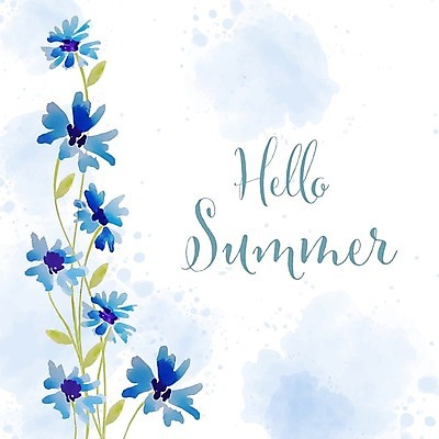 EPS 해외이미지 꽃 줄기 잎 일러스트 수채화 글자캘리그라피 사람없음 파란색 해외202004 해외202105 해외일러스트 식물 컬러 캘리그라피 파일형식 벡터