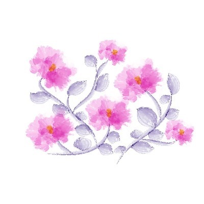 EPS 해외이미지 꽃 줄기 잎 일러스트 수채화 사람없음 번짐 해외202004 해외202105 해외일러스트 식물 파일형식 벡터 효과