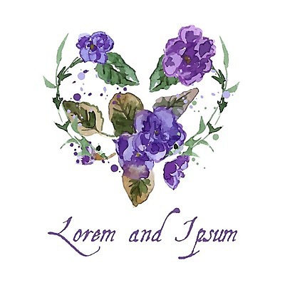 EPS 해외이미지 줄기 잎 일러스트 수채화 글자캘리그라피 사람없음 제비꽃 해외202004 해외202105 해외일러스트 식물 꽃 캘리그라피 파일형식 벡터