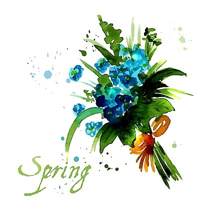 EPS 해외이미지 꽃 리본 줄기 꽃다발 잎 일러스트 수채화 사람없음 해외202004 해외202105 해외일러스트 식물 파일형식 벡터