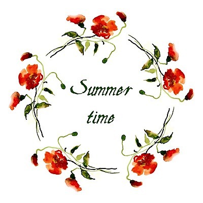 EPS 해외이미지 줄기 잎 일러스트 수채화 프레임 글자캘리그라피 사람없음 원형 꽃봉오리 양귀비 해외202004 해외202105 해외일러스트 도형 식물 꽃 캘리그라피 파일형식 벡터