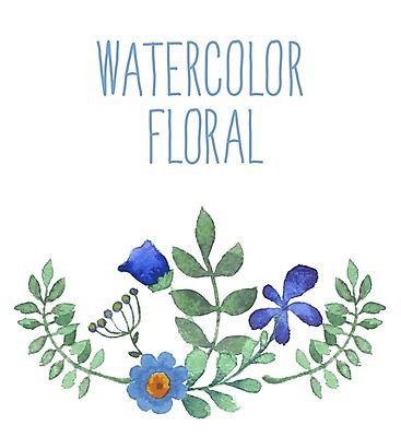 EPS 해외이미지 꽃 줄기 잎 일러스트 수채화 사람없음 꽃봉오리 해외202004 해외202105 해외일러스트 식물 파일형식 벡터