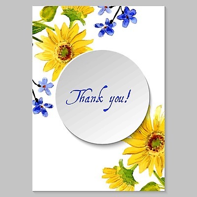 EPS 해외이미지 일러스트 해바라기 수채화 글자캘리그라피 사람없음 감사 원형프레임 해외202004 해외202105 해외일러스트 꽃 감정 캘리그라피 프레임 원형 파일형식 벡터