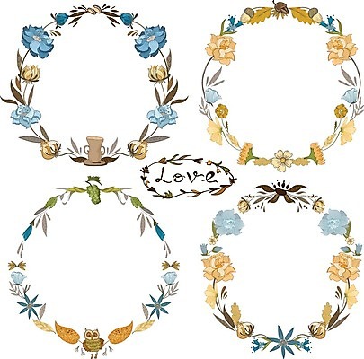 EPS 해외이미지 꽃 잎 일러스트 수채화 사랑 사람없음 컵 차 부엉이 도토리 원형프레임 해외202004 해외202105 해외일러스트 식물 식기 감정 음료 조류 프레임 견과류 원형 파일형식 벡터