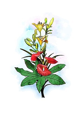 EPS 해외이미지 꽃잎 꽃 백그라운드 잎 일러스트 수채화 선물 사람없음 컬러풀 장미 축제 다발 어머니의날 해외202004 해외202105 해외일러스트 식물 기념일 컬러 미국문화 파일형식 벡터