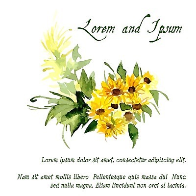 EPS 해외이미지 줄기 잎 일러스트 해바라기 수채화 글자캘리그라피 사람없음 해외202004 해외202105 해외일러스트 식물 꽃 캘리그라피 파일형식 벡터