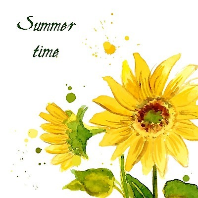 EPS 해외이미지 줄기 잎 일러스트 해바라기 수채화 글자캘리그라피 사람없음 해외202004 해외202105 해외일러스트 식물 꽃 캘리그라피 파일형식 벡터