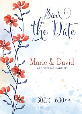 EPS 해외이미지 꽃 줄기 하늘색 결혼 잎 일러스트 수채화 글자캘리그라피 사람없음 청첩장 해외202004 해외202105 해외일러스트 식물 캘리그라피 카드_감사 이벤트 파란색 파일형식 벡터