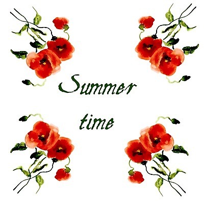 EPS 해외이미지 줄기 잎 일러스트 수채화 글자캘리그라피 사람없음 꽃봉오리 양귀비 해외202004 해외202105 해외일러스트 식물 꽃 캘리그라피 파일형식 벡터