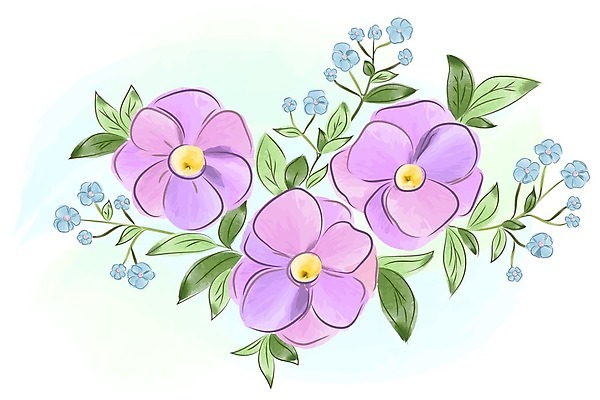 EPS 해외이미지 꽃 백그라운드 잎 꽃무늬 일러스트 수채화 사람없음 해외202004 해외202105 해외일러스트 식물 무늬 파일형식 벡터