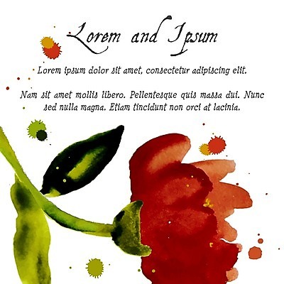 EPS 해외이미지 줄기 잎 일러스트 수채화 글자캘리그라피 사람없음 작약 해외202004 해외202105 해외일러스트 식물 꽃 캘리그라피 파일형식 벡터