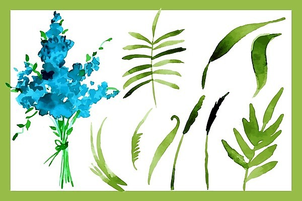 EPS 해외이미지 꽃 백그라운드 잎 꽃무늬 패턴 일러스트 사람없음 파란색 다발 해외202004 해외202105 해외일러스트 식물 컬러 무늬 파일형식 벡터