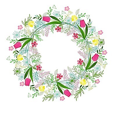 EPS 해외이미지 꽃 잎 꽃무늬 패턴 일러스트 수채화 프레임 사람없음 화환 원형 해외202004 해외202105 해외일러스트 도형 식물 무늬 파일형식 벡터