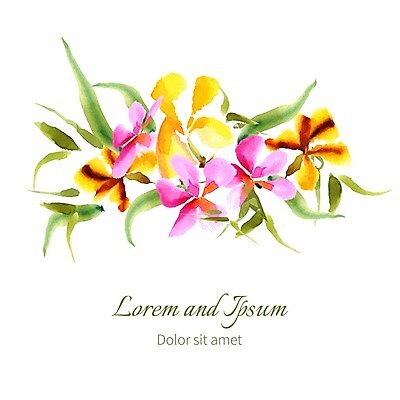 EPS 해외이미지 잎 일러스트 수채화 글자캘리그라피 사람없음 붓꽃 해외202004 해외202105 해외일러스트 식물 꽃 캘리그라피 파일형식 벡터