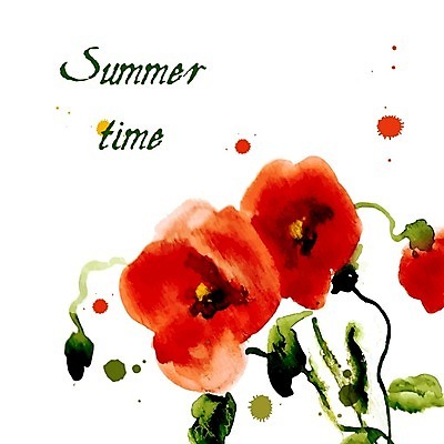 EPS 해외이미지 줄기 잎 일러스트 수채화 글자캘리그라피 사람없음 꽃봉오리 양귀비 해외202004 해외202105 해외일러스트 식물 꽃 캘리그라피 파일형식 벡터