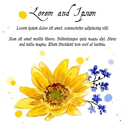 EPS 해외이미지 꽃 일러스트 해바라기 수채화 글자캘리그라피 사람없음 해외202004 해외202105 해외일러스트 식물 캘리그라피 파일형식 벡터