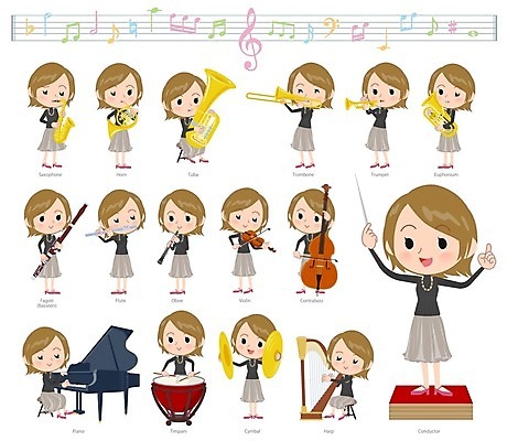 EPS 해외이미지 전신 여자 연주 음표 일러스트 서기 들기 성인 가리킴 색소폰 플루트 바이올린 드럼 트럼펫 지휘봉 하프 지휘자 심벌즈 호른 오케스트라 바순 콘트라베이스 튜바 트롬본 팀파니 성인여자만 해외202004 해외202105 해외일러스트 기호 음악 모션 현악기 타악기 관악기 사람 손짓 음악가 악단 목관악기 금관악기 여자만 성인만 파일형식 벡터