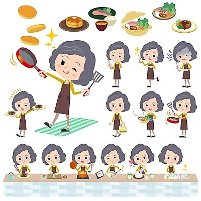 EPS 해외이미지 전신 여자 노년 음식 일러스트 윙크 스테이크 요리 서기 들기 여러명 상반신 걷기 프라이팬 설거지 먹기 재료손질 장바구니 조리대 뒤집개 전골 팬케이크 간보기 섞기 짜기 노인여자만 해외202004 해외202105 해외일러스트 다수 가사 모션 주방용품 서양음식 표정 사람 성인 쇼핑 바구니 케이크 손질 여자만 노인만 파일형식 벡터
