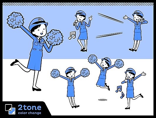 EPS 해외이미지 전신 여자 하늘색 일러스트 응원 들기 여러명 성인 점프 경찰 마이크 즐거움 치어리더 경찰복 여경 응원수술 열창 성인여자만 해외202004 해외202105 해외일러스트 직업 감정 음향기기 다수 유니폼 노래 모션 사람 파란색 응원용품 여자만 성인만 파일형식 벡터