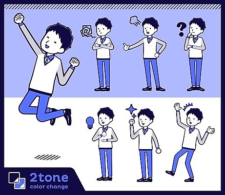 EPS 해외이미지 전신 남자 생각 일러스트 전구 서기 여러명 성인 팔짱 점프 놀람 주먹 분노 물음표 호기심 연보라색 곤란 성인남자만 해외202004 해외202105 해외일러스트 기호 감정 다수 컨셉 모션 표정 사람 보라색 남자만 성인만 파일형식 벡터